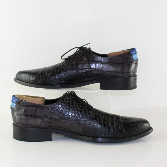 John Fleuvog Crocodile Reptile Style Pattern Men Leather Dress Shoes (10 US) - Picture 3 of 9